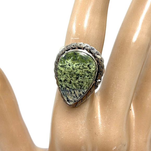 Handmade Silver Plated Serpentine Adjustable Ring New with Gift Box - Picture 3 of 6